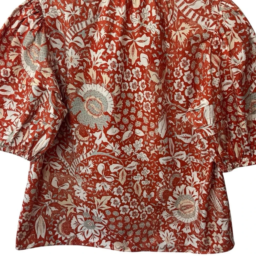 Ulla Johnson Imari Top Orange Blossom Puff Sleeve Boho Feminine Cottagecore‎ 10